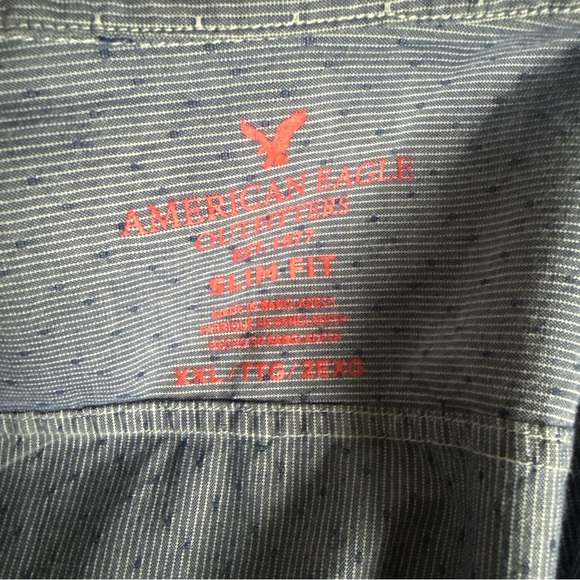 AMERICAN EAGLE Men’s Slim Fit S/S Blue Button Up Shirt Size XXL - Picture 6 of 9